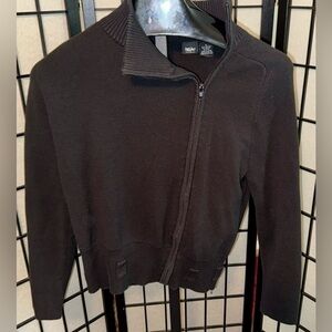 Massimo Black Asymmetrical Zip Up Cardigan Size XL